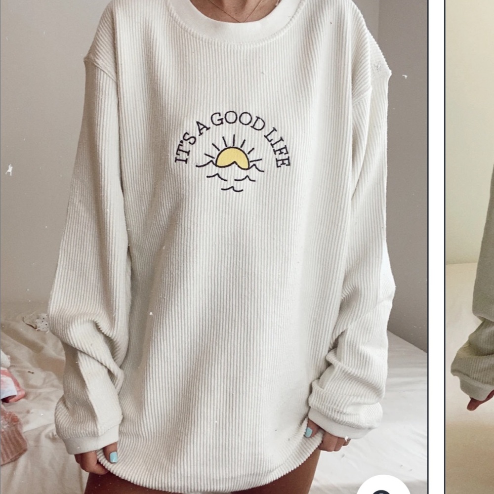 Sunkissed Coconut oversized corded crewneck